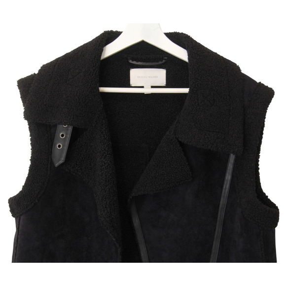 Brochu Walker Loredo Vest Faux Suede Shearling Black Onyx Sleeveless Small - Picture 5 of 9